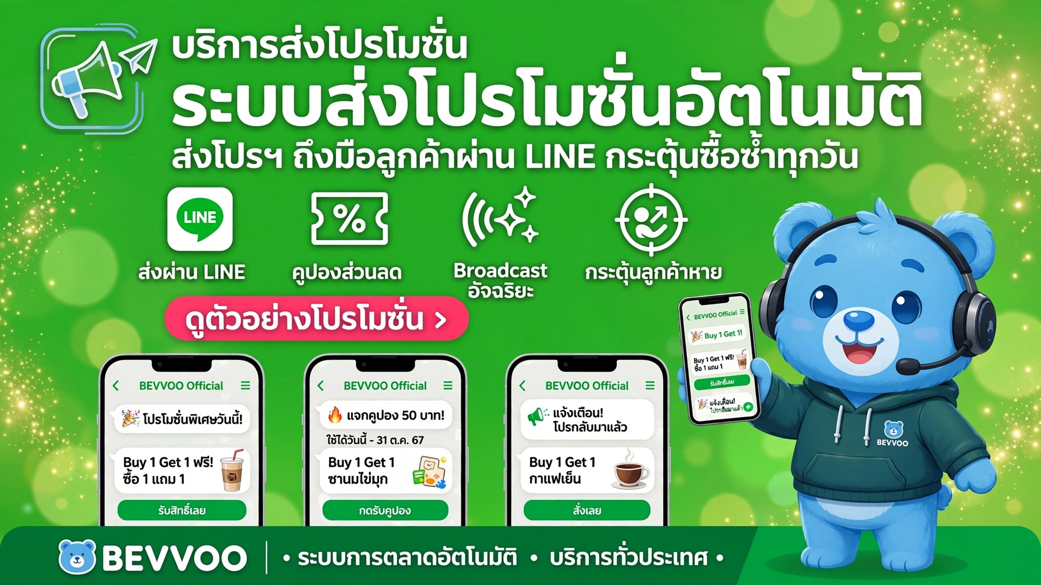 ระบบส่งโปรโมชั่นร้านกาแฟผ่าน LINE อัตโนมัติ ยิงโปรฯโดนใจ กระตุ้นให้ลูกค้ากลับมาซื้อซ้ำ - Bevvoo